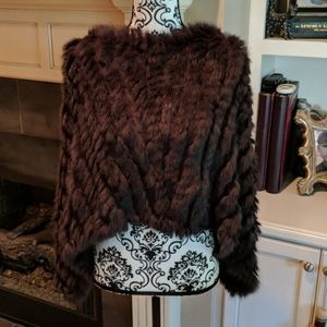 Faux fur knit poncho OS